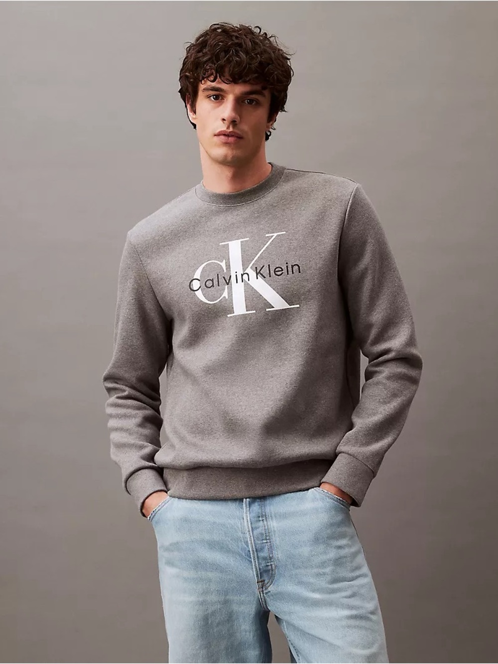 Calvin Klein Jeans Gray Logo Crewneck Sweatshirt